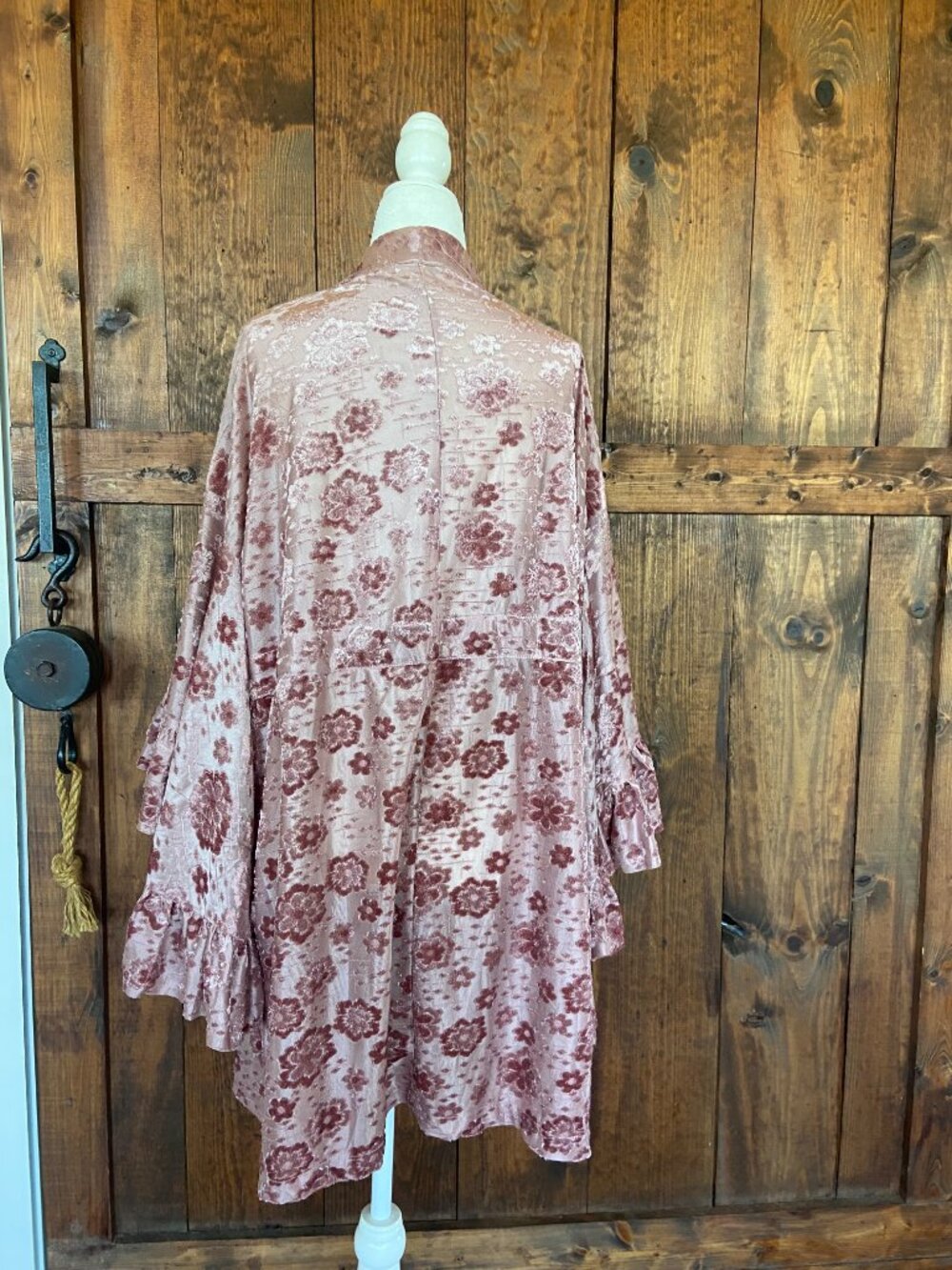 Umgee Pink Burn out Velvet tunic Jacket Sz L - Picture 7 of 9